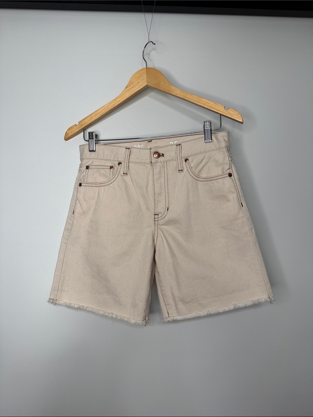 NWT J. Crew Midlength denim short in ecru Size 25